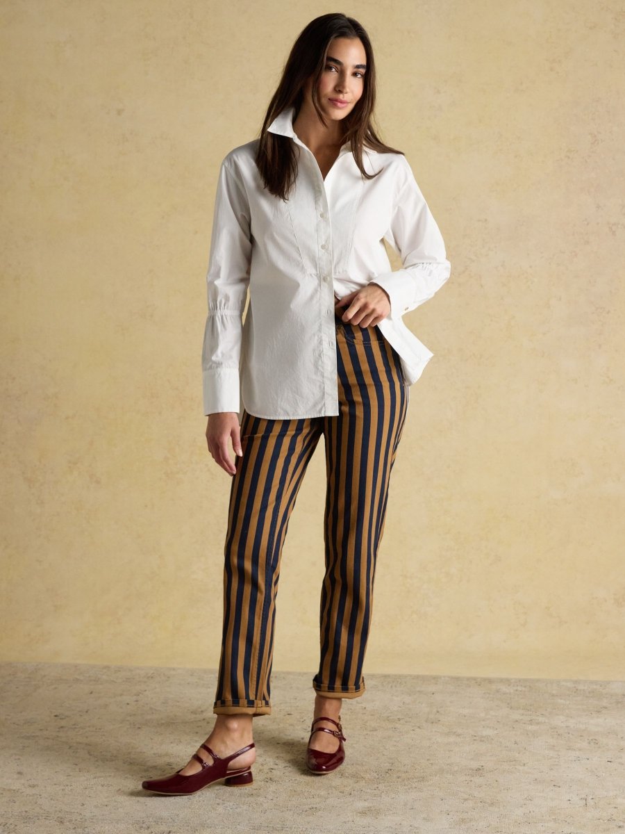 Bianca White Bib Detail Shirt - RUTHERFORD & Co