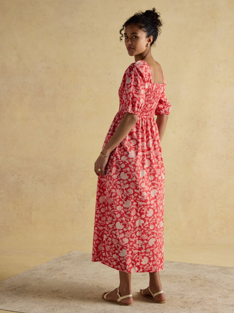 Billie Red Cotton Midi Dress - RUTHERFORD & Co