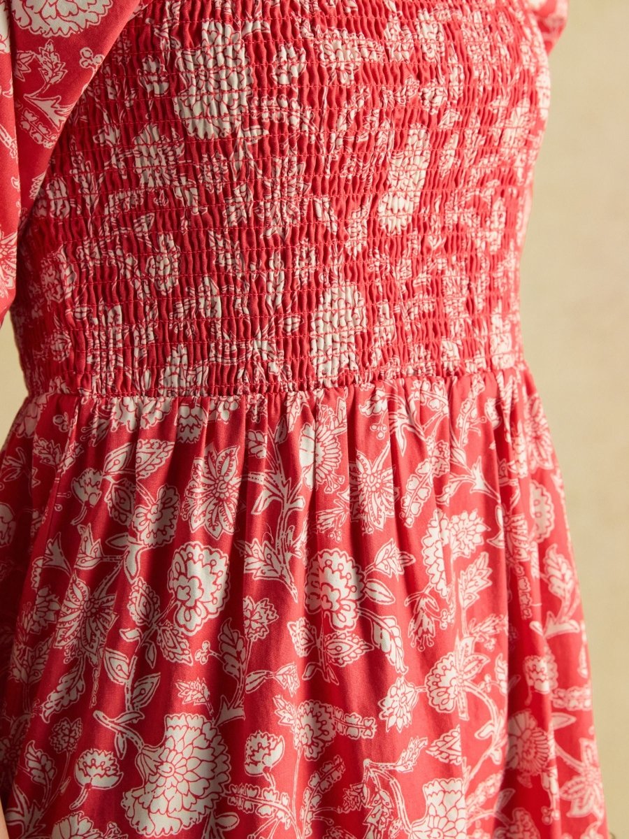Billie Red Cotton Midi Dress - RUTHERFORD & Co