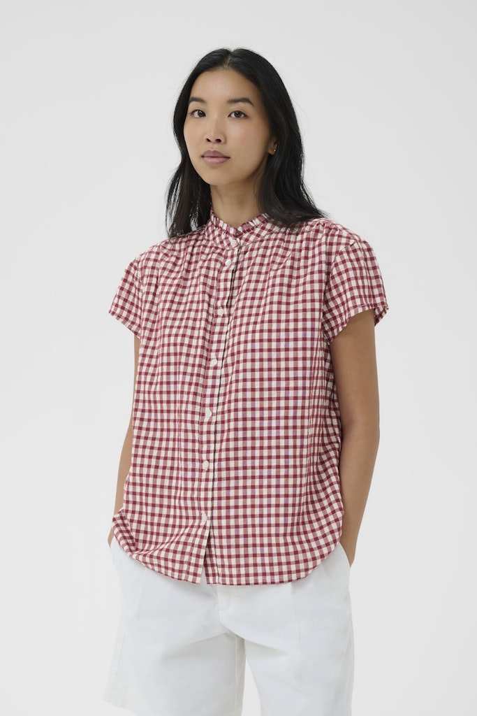 BjankaPW Blouse - Burnt Russet Check - RUTHERFORD & Co