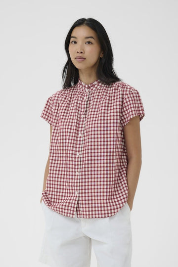 BjankaPW Blouse - Burnt Russet Check - RUTHERFORD & Co