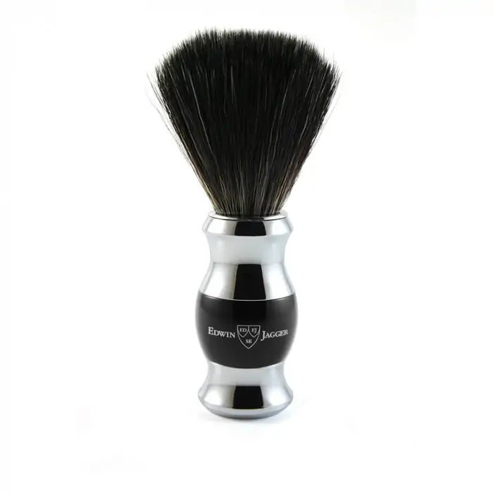 Black & Chrome Shaving Brush (Black Synthetic) - RUTHERFORD & Co