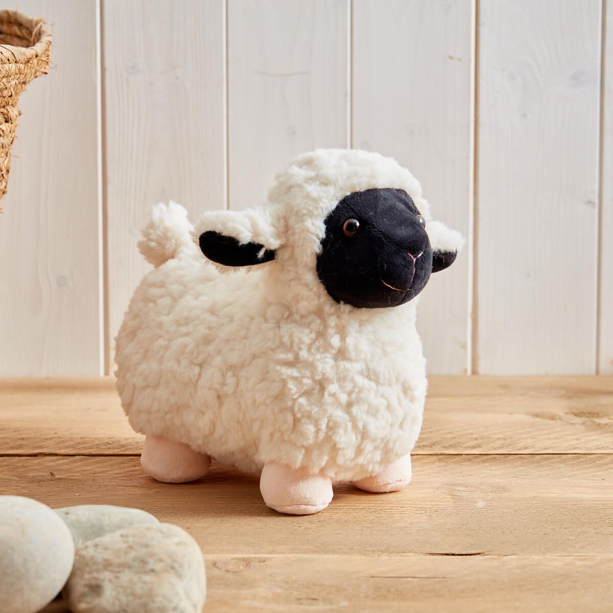 Black Face Sheep Toy Small Cream Plush Fabric - RUTHERFORD & Co