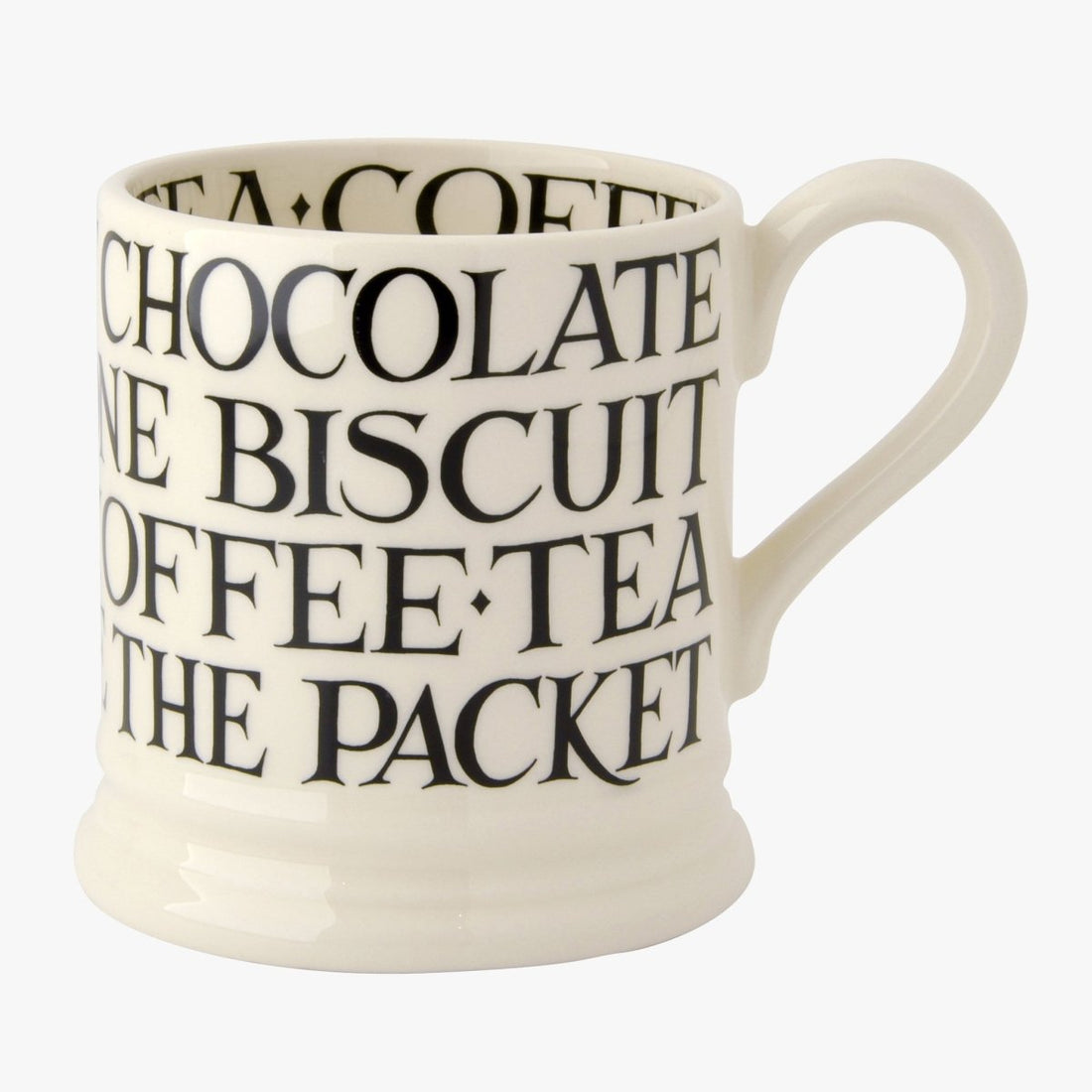 Black Toast All Over Writing 1/2 Pint Mug - RUTHERFORD & Co