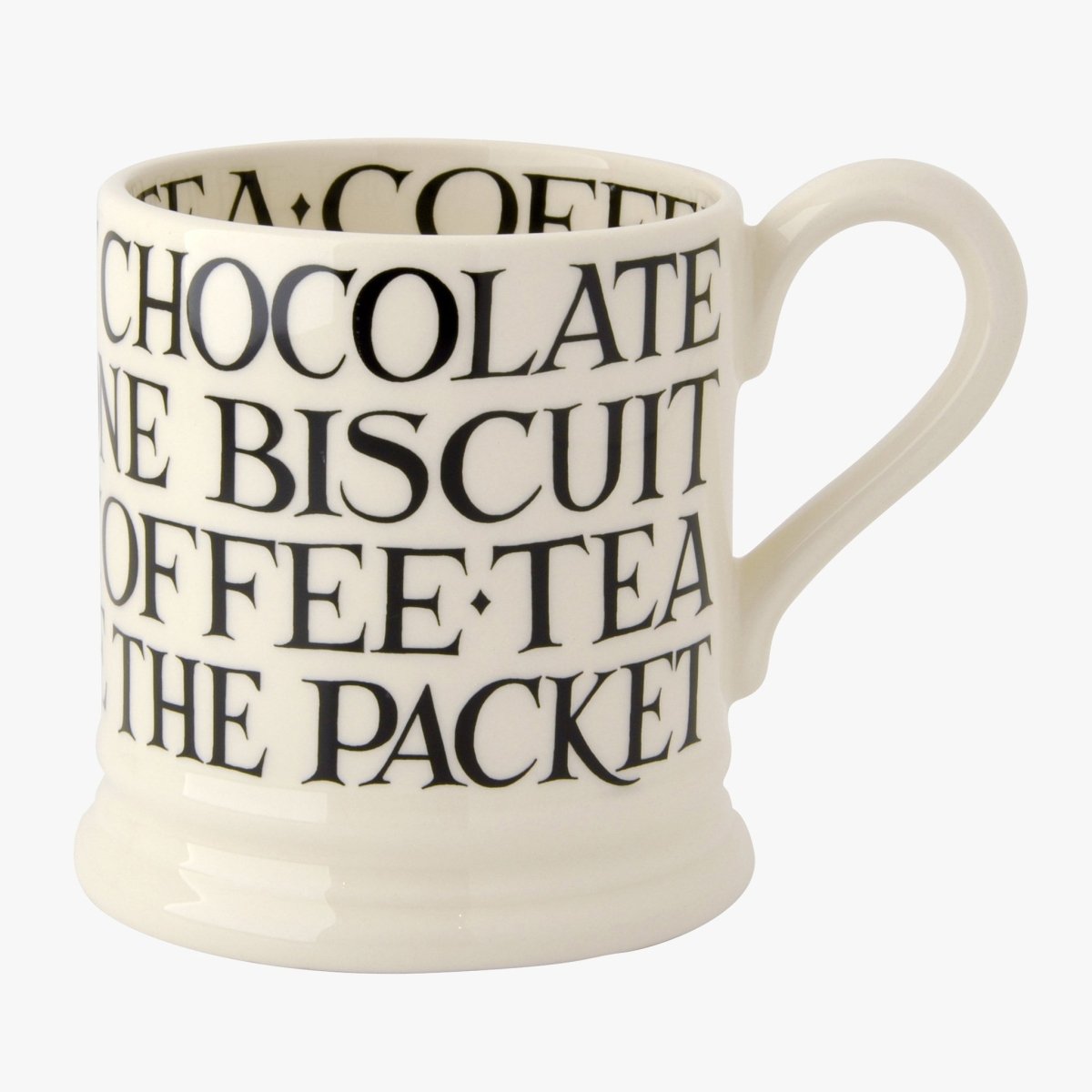 Black Toast All Over Writing 1/2 Pint Mug - RUTHERFORD & Co