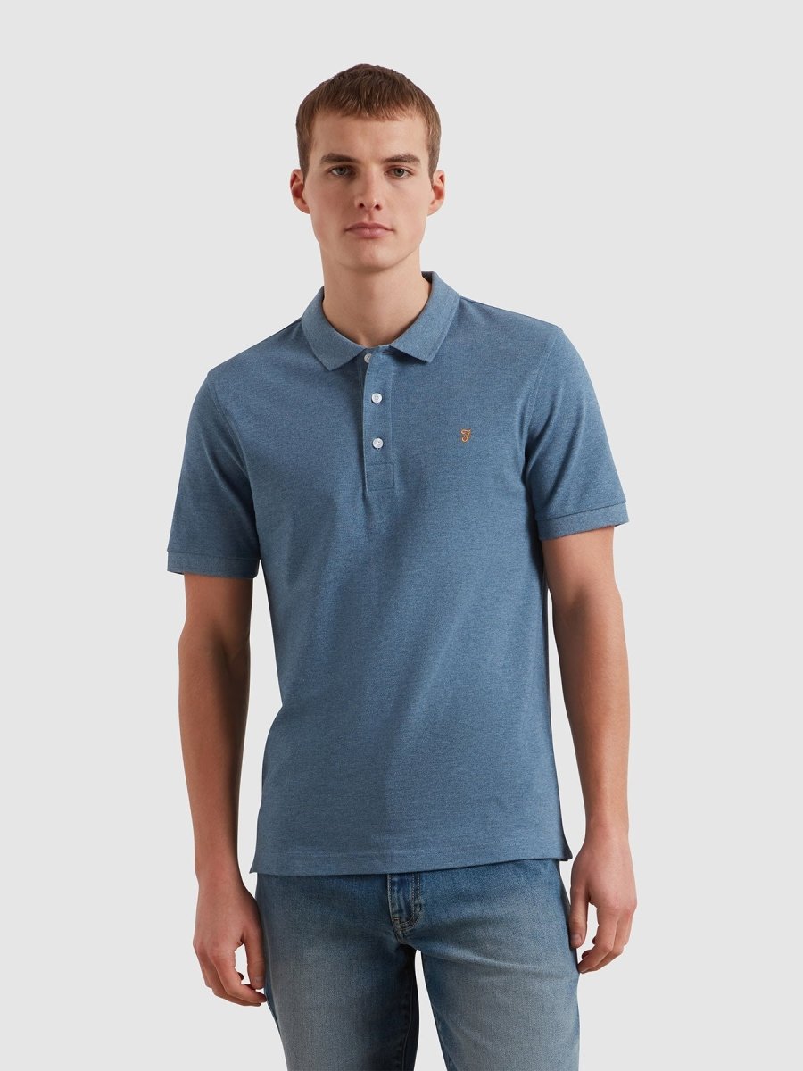 Blanes Organic Cotton Polo Shirt In Blue Tide Marl - RUTHERFORD & Co