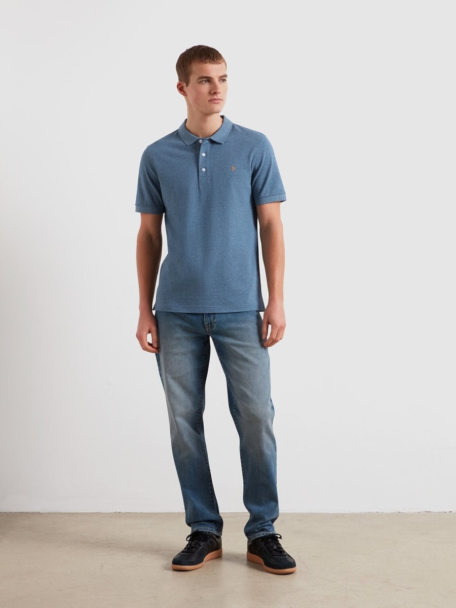 Blanes Organic Cotton Polo Shirt In Blue Tide Marl - RUTHERFORD & Co