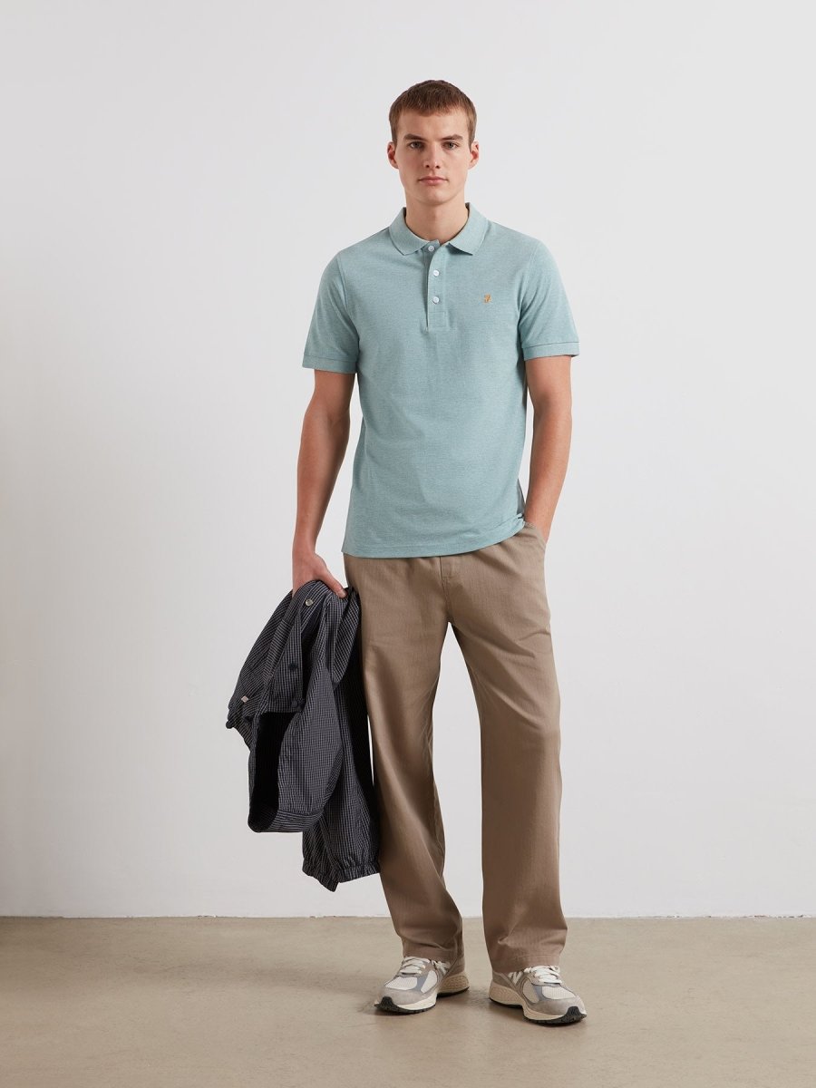 Blanes Organic Cotton Polo Shirt In Green Mist Marl - RUTHERFORD & Co