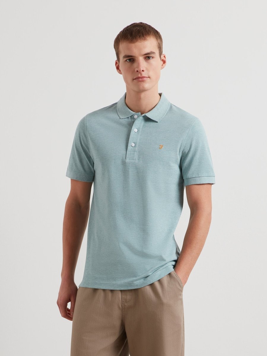 Blanes Organic Cotton Polo Shirt In Green Mist Marl - RUTHERFORD & Co