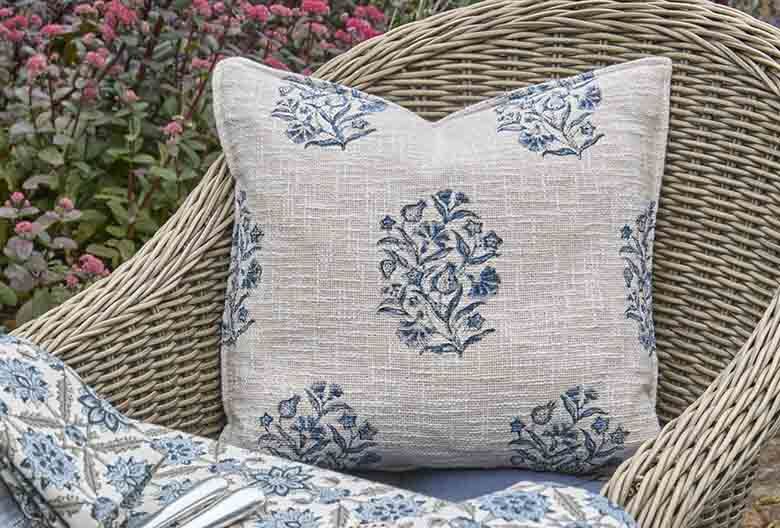 Blickling cushion ink blue - RUTHERFORD & Co