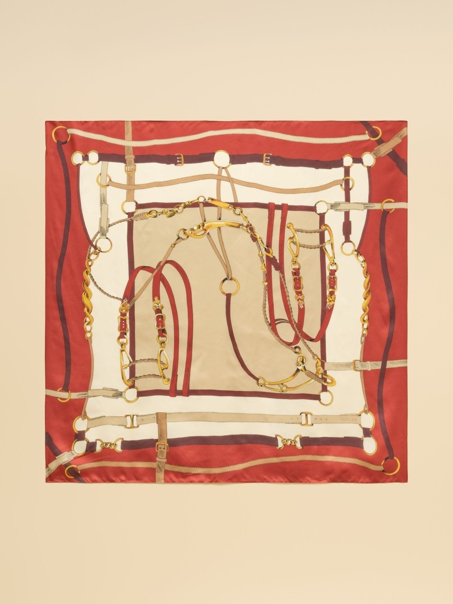 Bloomfield Burnt Orange Bridle Silk Square Scarf - RUTHERFORD & Co