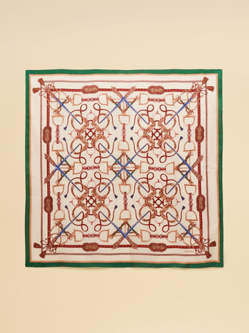 Bloomfield Cream Square 100% Silk Scarf - RUTHERFORD & Co