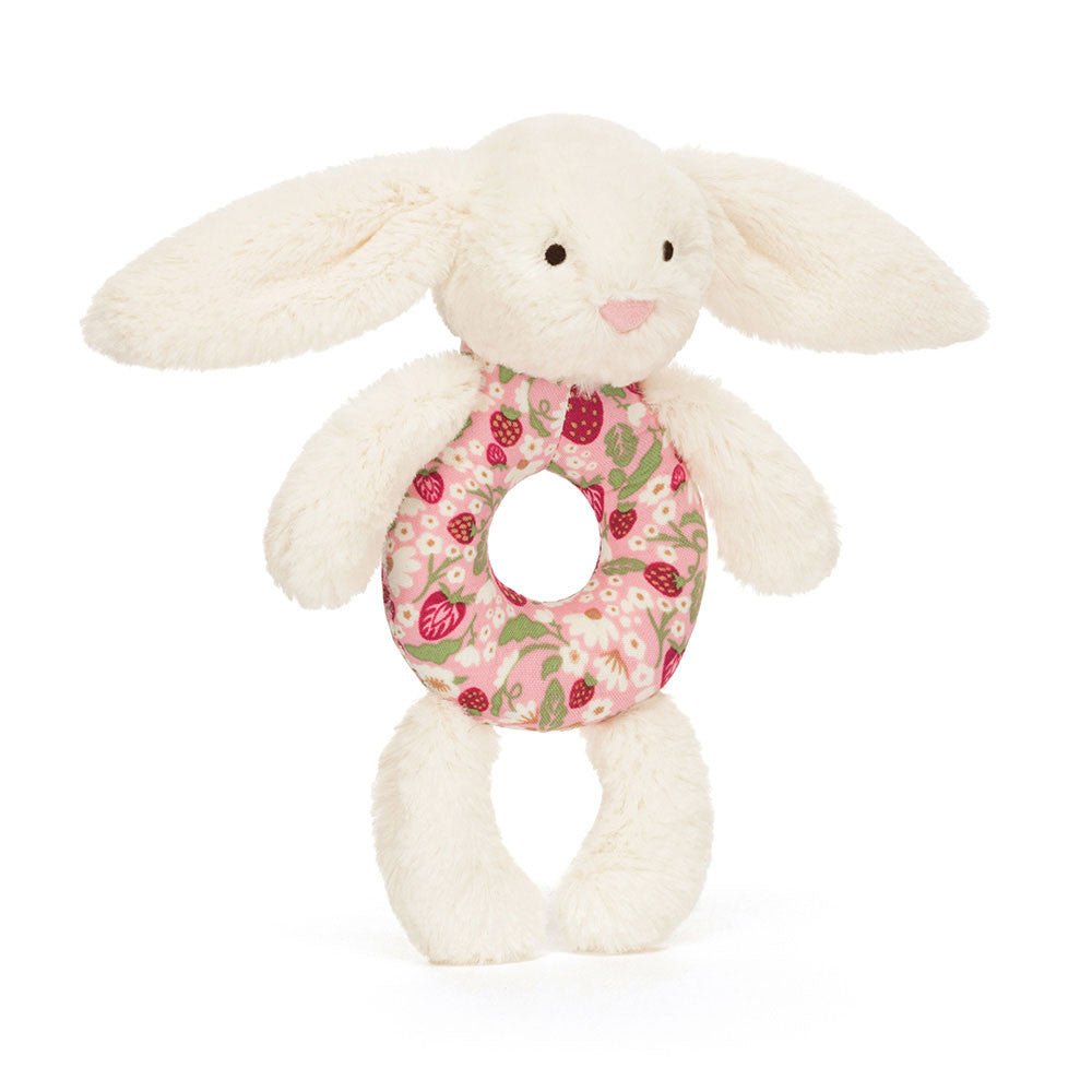 Blossom Cream Bunny 'Berry' Ring Rattle - RUTHERFORD & Co