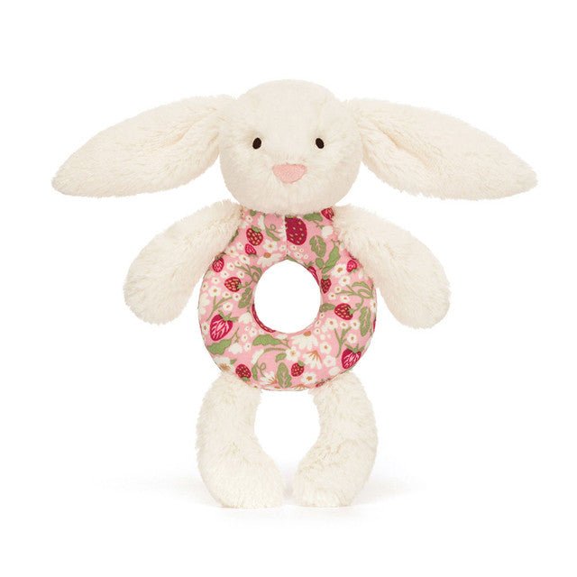 Blossom Cream Bunny 'Berry' Ring Rattle - RUTHERFORD & Co
