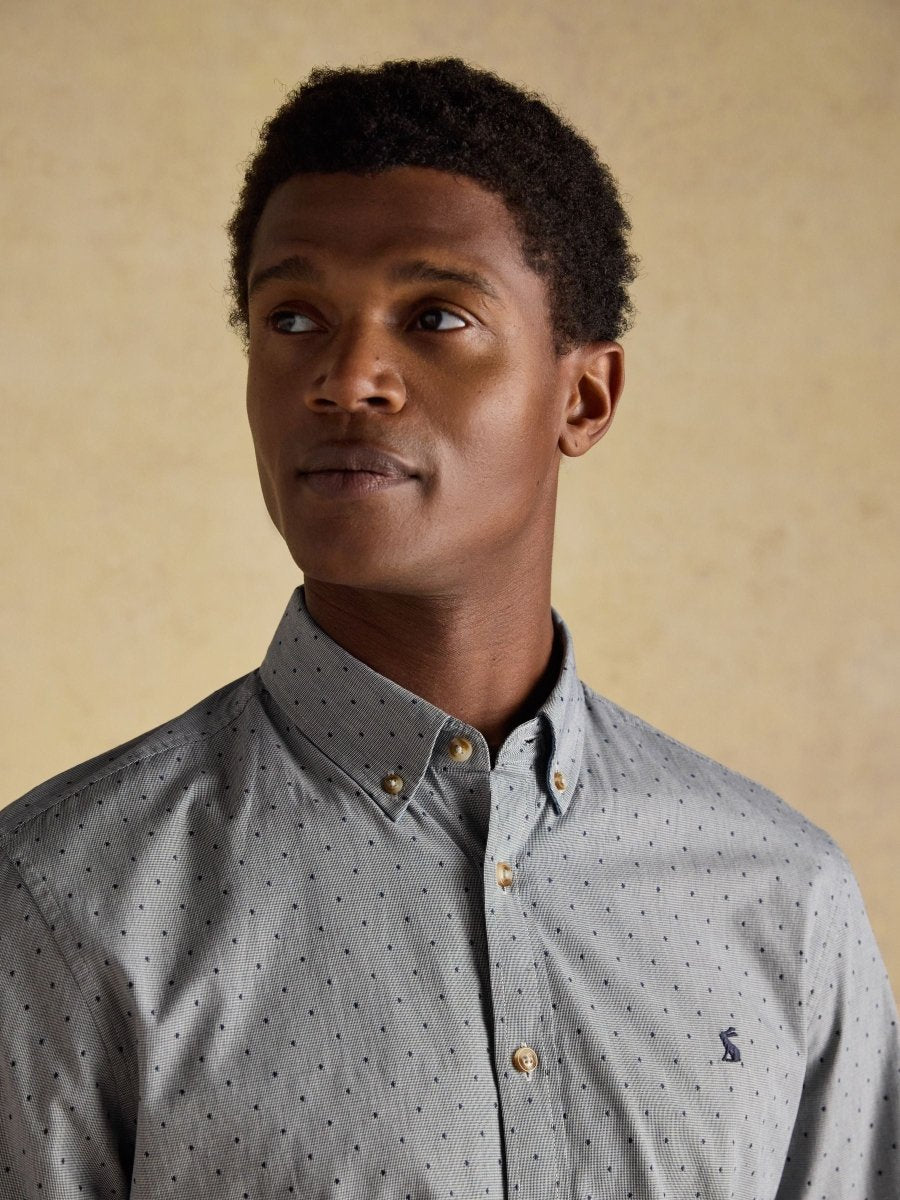 Blue Long SleeveTexture Shirt - RUTHERFORD & Co