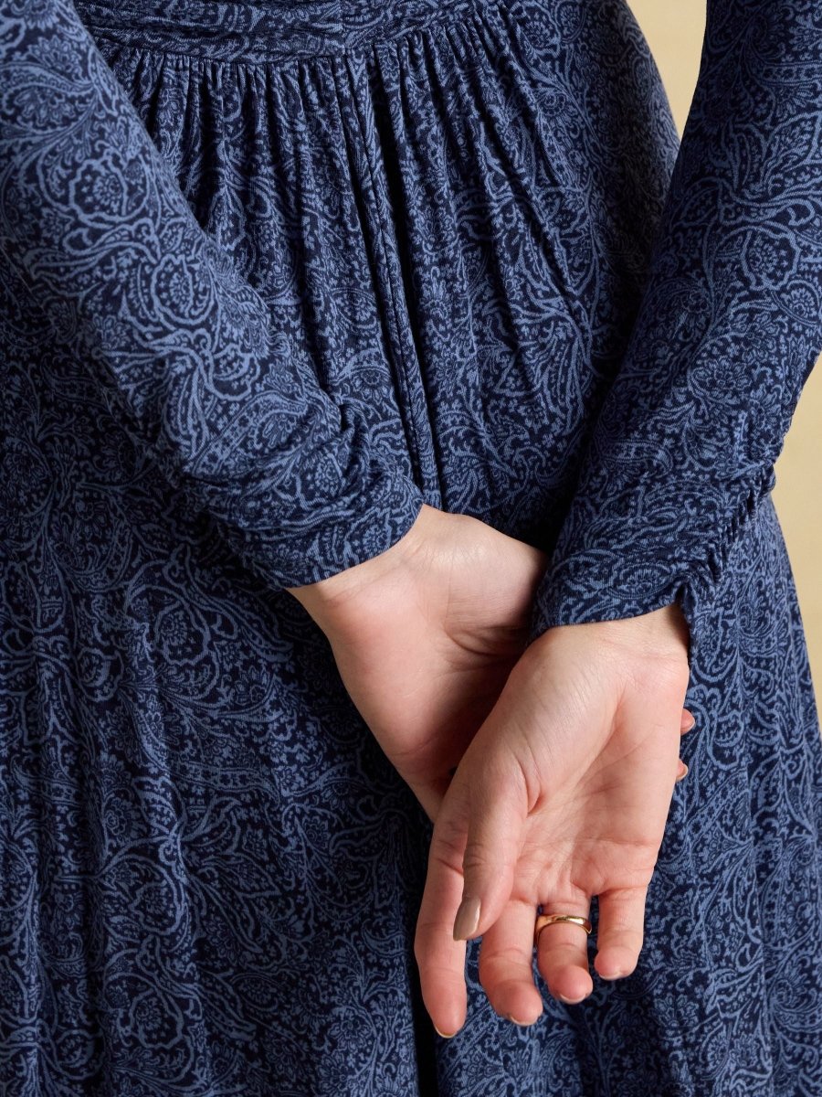 Blue Mina Jersey Ruched Waist Dress - RUTHERFORD & Co