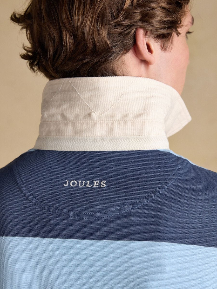 Blue & Navy Striped Long Sleeve Rugby Shirt - RUTHERFORD & Co