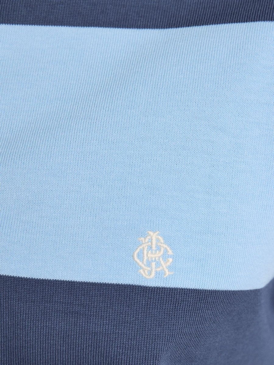 Blue & Navy Striped Long Sleeve Rugby Shirt - RUTHERFORD & Co