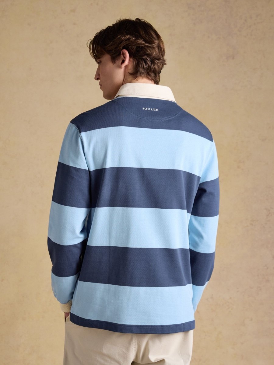 Blue & Navy Striped Long Sleeve Rugby Shirt - RUTHERFORD & Co