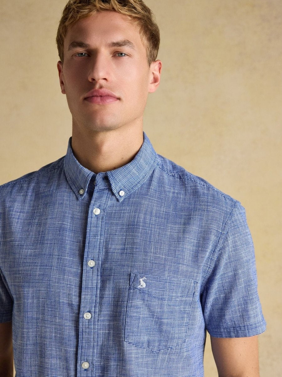 Blue Puppytooth Short Sleeve Classic Fit Shirt - RUTHERFORD & Co