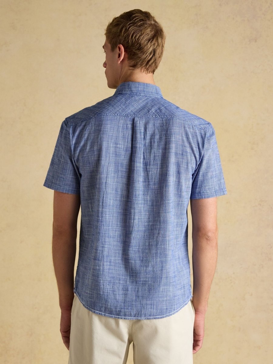 Blue Puppytooth Short Sleeve Classic Fit Shirt - RUTHERFORD & Co