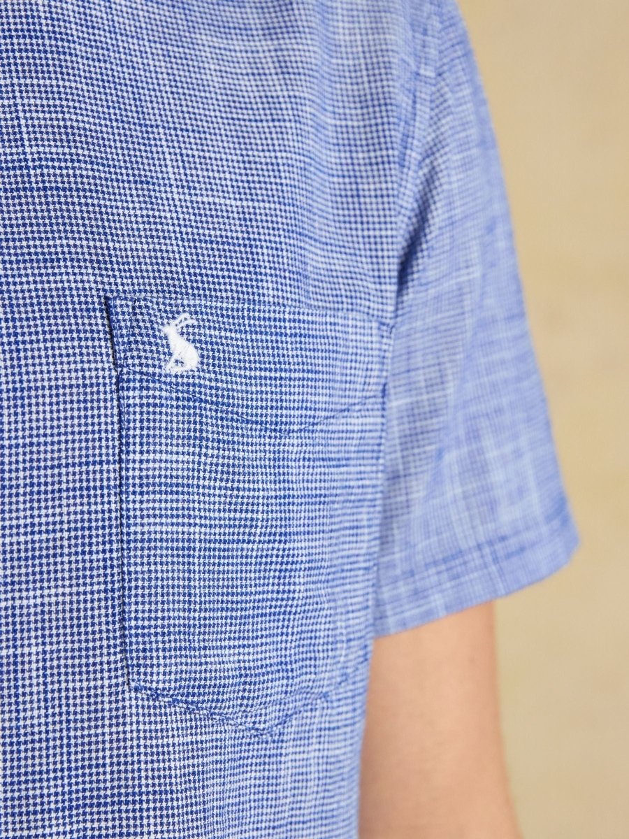 Blue Puppytooth Short Sleeve Classic Fit Shirt - RUTHERFORD & Co