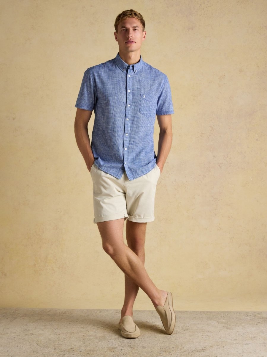 Blue Puppytooth Short Sleeve Classic Fit Shirt - RUTHERFORD & Co
