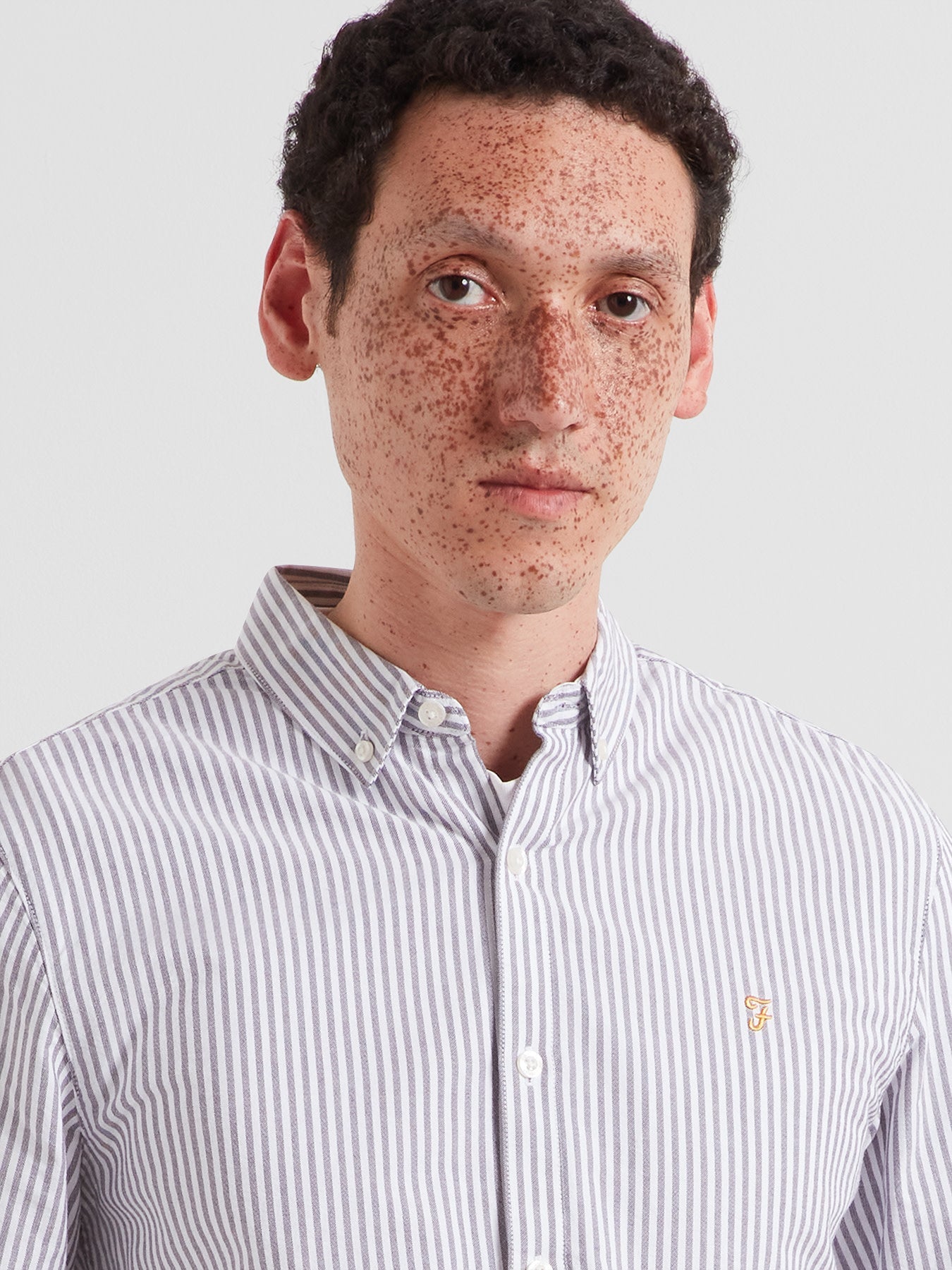 Brewer Striped Oxford Shirt In Deep Purple