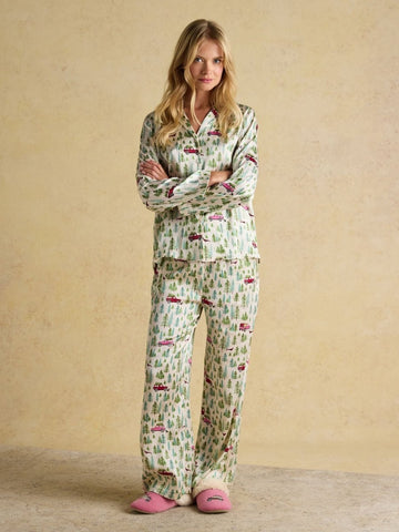 Bonnie Cream Satin Long Sleeve Pyjama Set - RUTHERFORD & Co