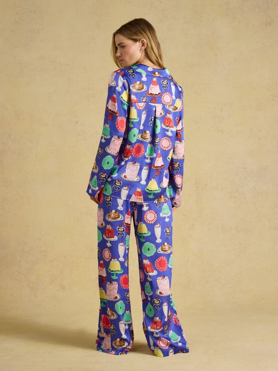 Bonnie Puddings Print Satin Long Sleeve Pyjama Set - RUTHERFORD & Co
