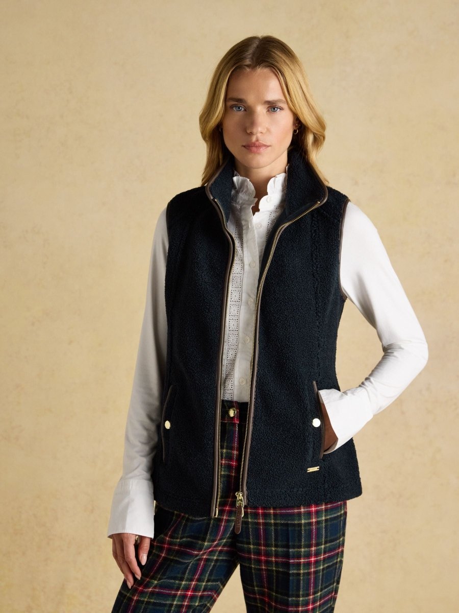 Borg Heritage Navy Fleece Gilet - RUTHERFORD & Co