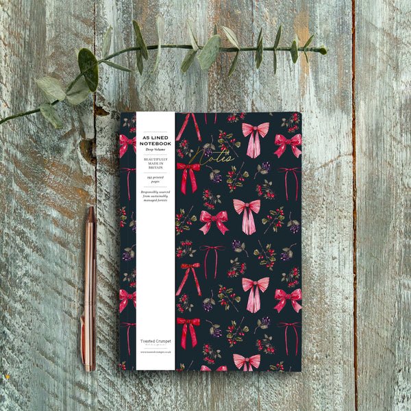 Bow & Berries (Noir) A5 Chunky Notebook - RUTHERFORD & Co
