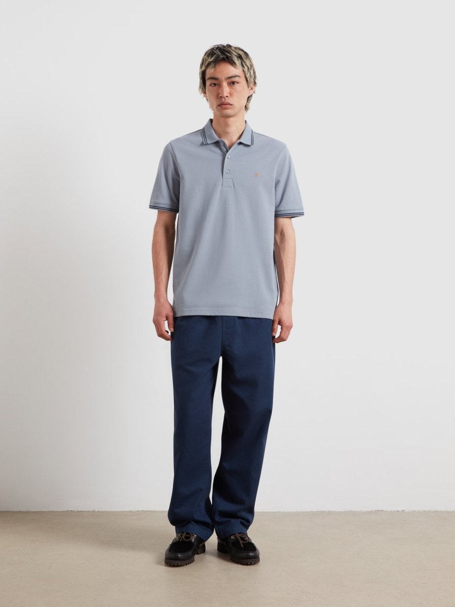 Bowes Tipped Polo Shirt In Icelandic Blue - RUTHERFORD & Co