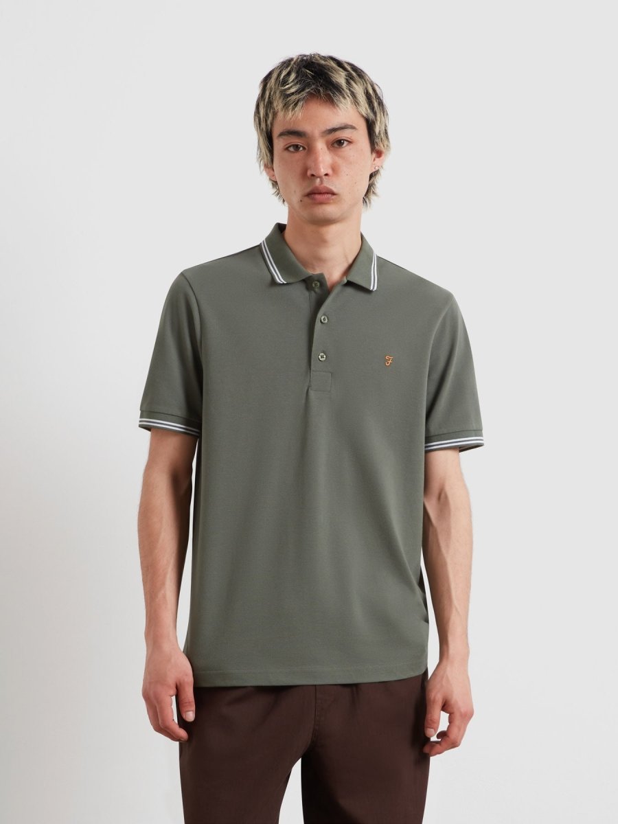 Bowes Tipped Polo Shirt In Rosemary - RUTHERFORD & Co