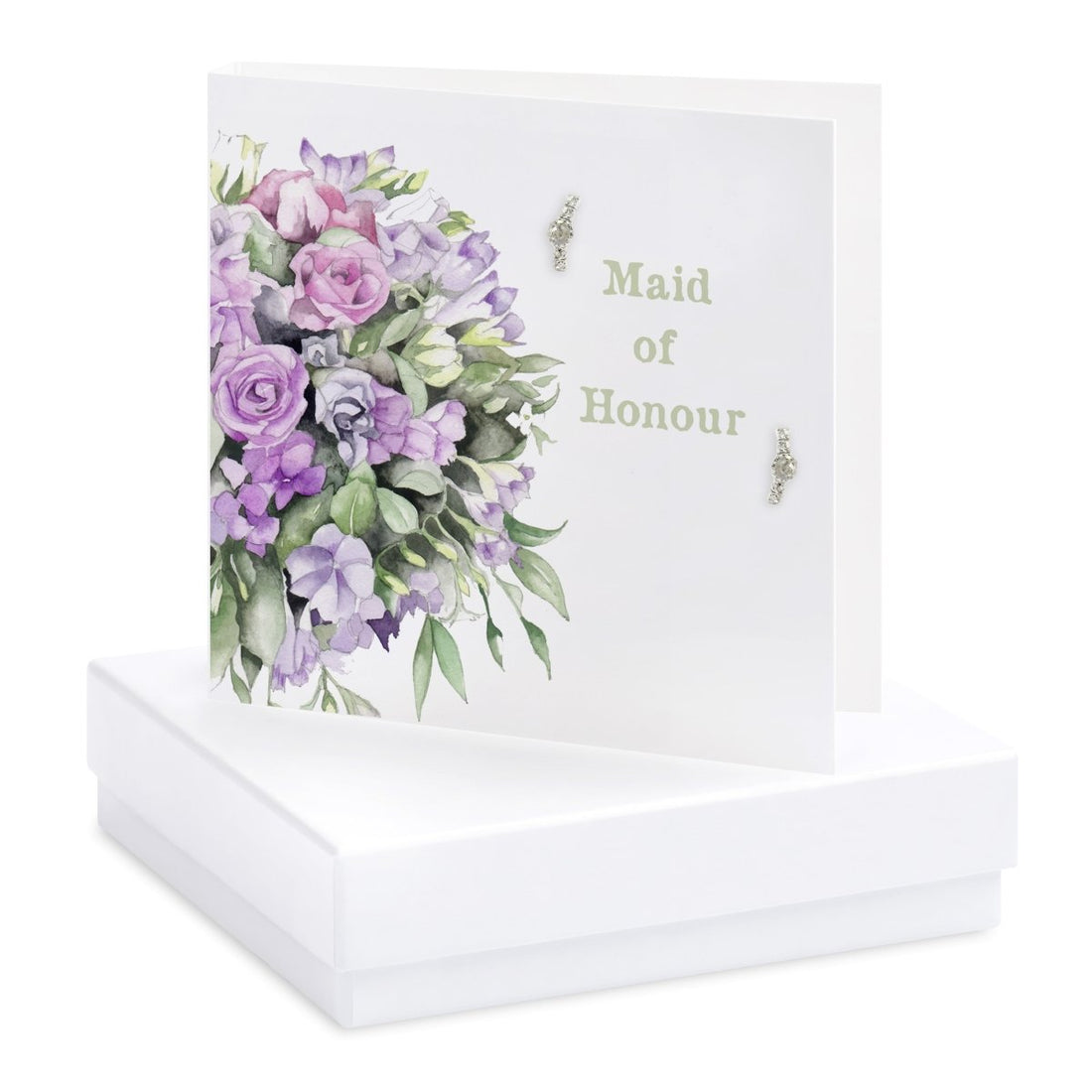 Boxed Floral Maid of Honour Earring Card - RUTHERFORD & Co