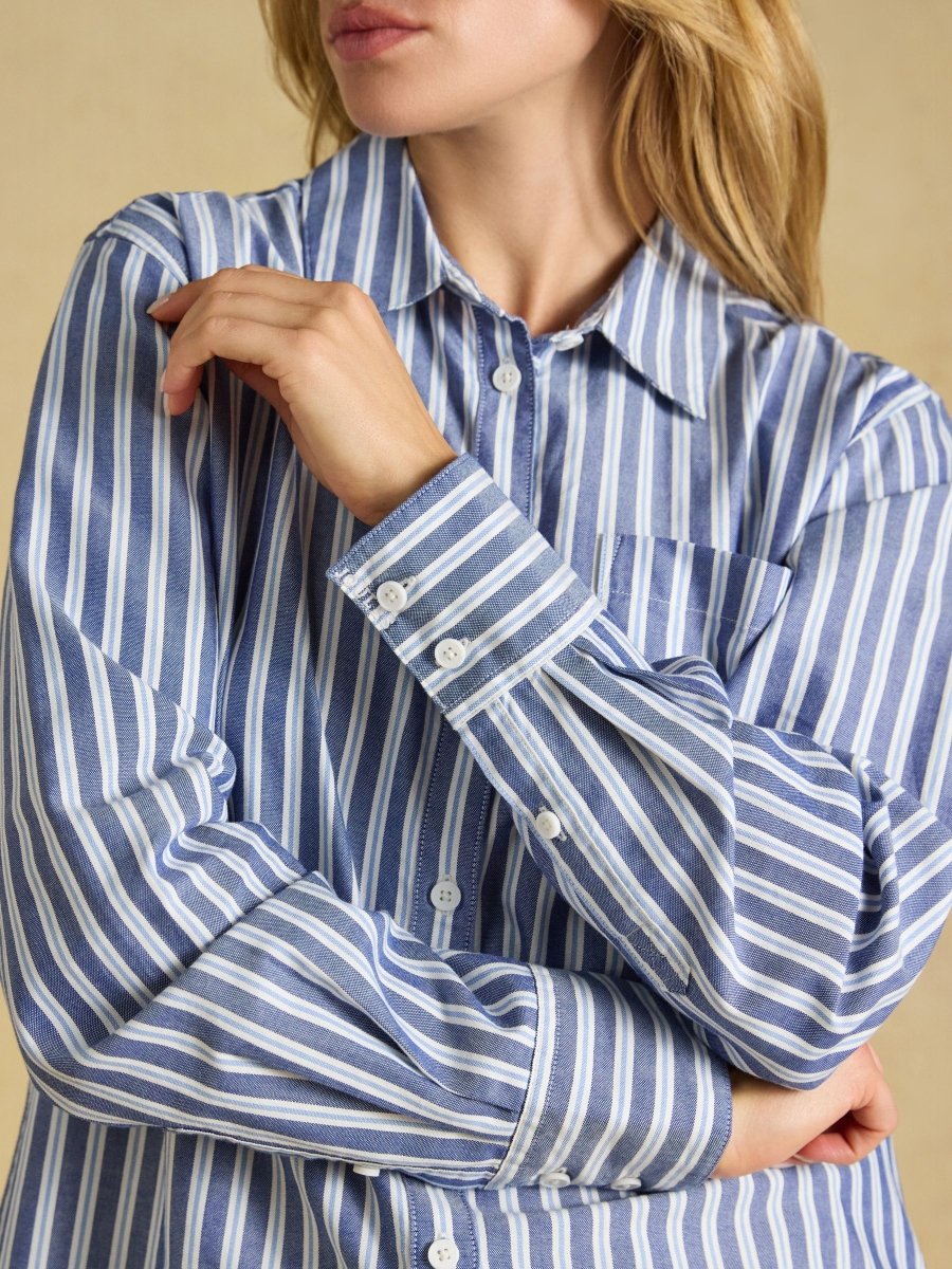 Boyfriend Oxford Blue Stripe Shirt - RUTHERFORD & Co