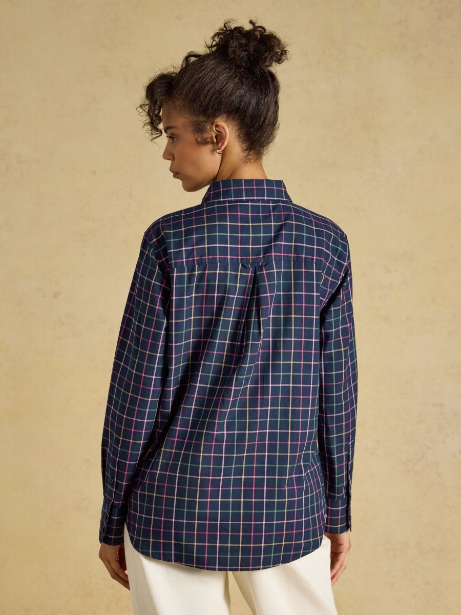 Boyfriend Oxford Navy Tattersall Shirt - RUTHERFORD & Co