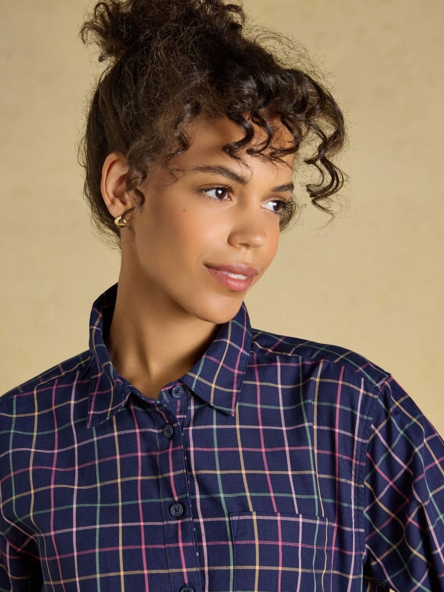 Boyfriend Oxford Navy Tattersall Shirt - RUTHERFORD & Co