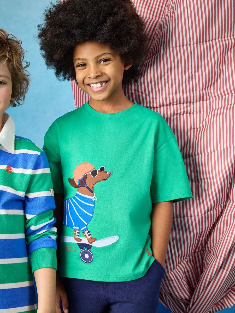 Boys' Archie Green Dog Applique Graphic T-Shirt - RUTHERFORD & Co