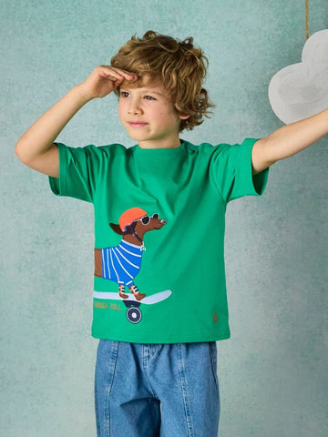 Boys' Archie Green Dog Applique Graphic T-Shirt - RUTHERFORD & Co
