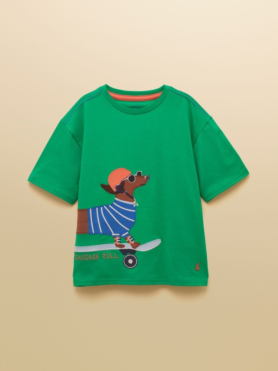 Boys' Archie Green Dog Applique Graphic T-Shirt - RUTHERFORD & Co