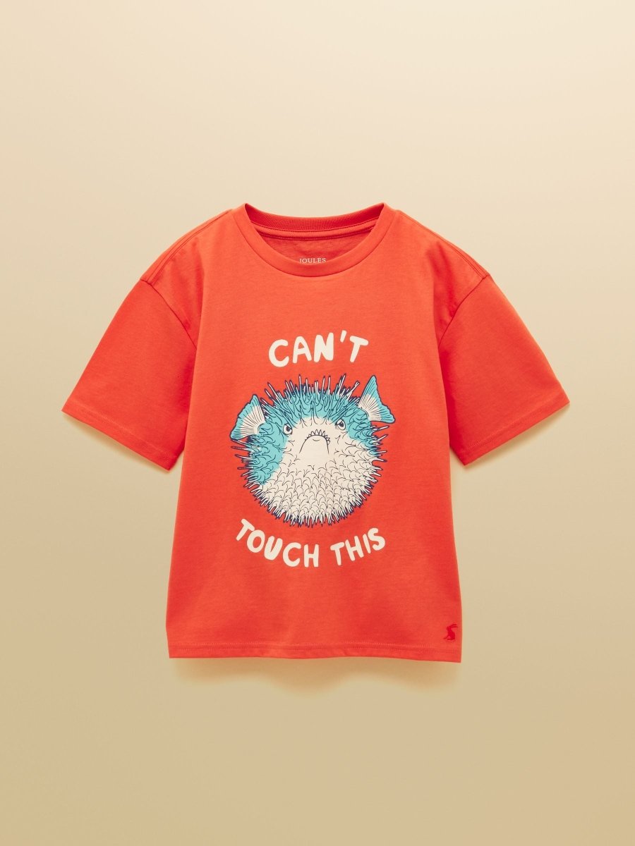 Boys' Archie Orange Short Sleeve Screenprint T-Shirt - RUTHERFORD & Co