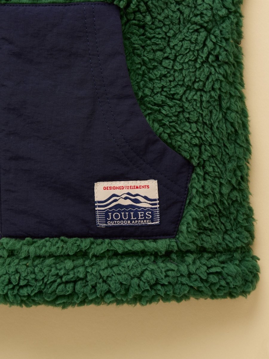 Boys' Billy Green and Tan Colourblock Fleece Gilet - RUTHERFORD & Co