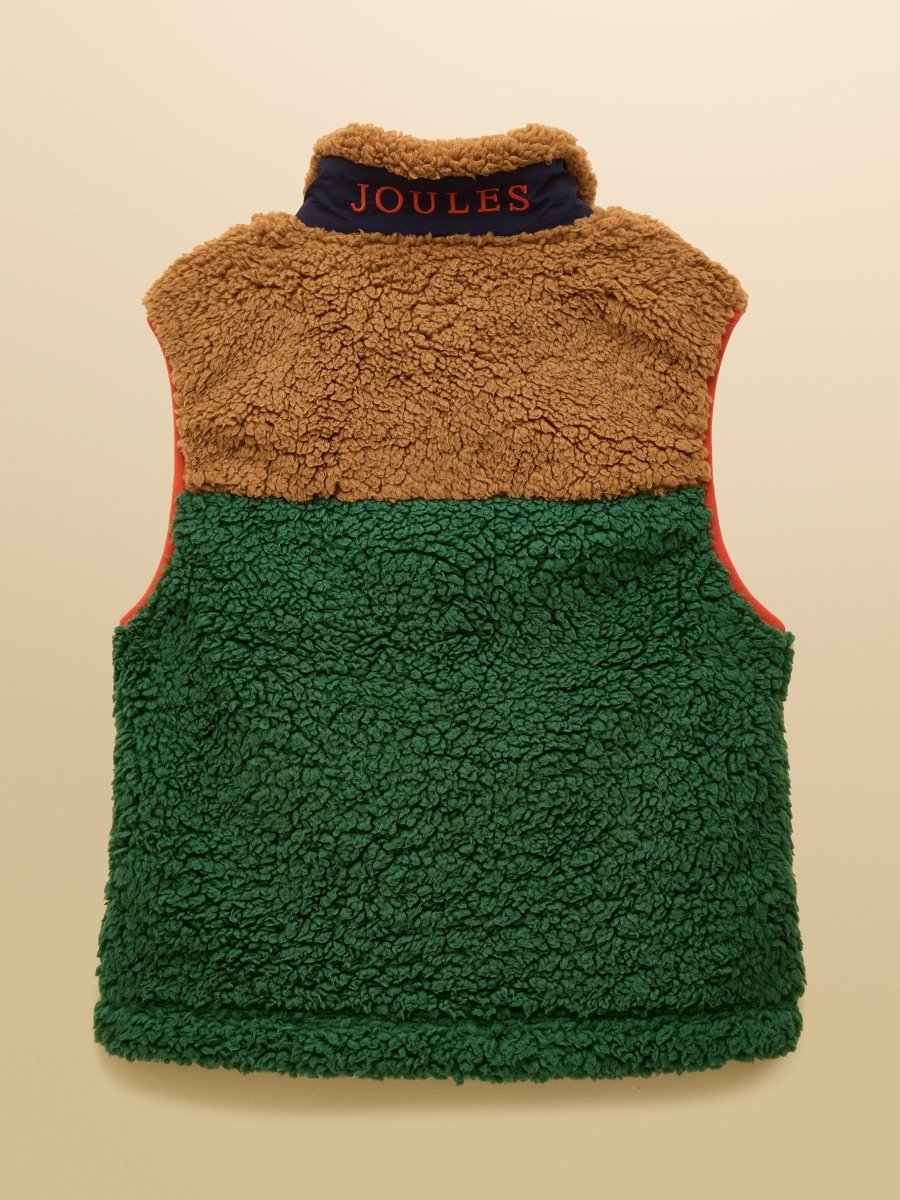 Boys' Billy Green and Tan Colourblock Fleece Gilet - RUTHERFORD & Co