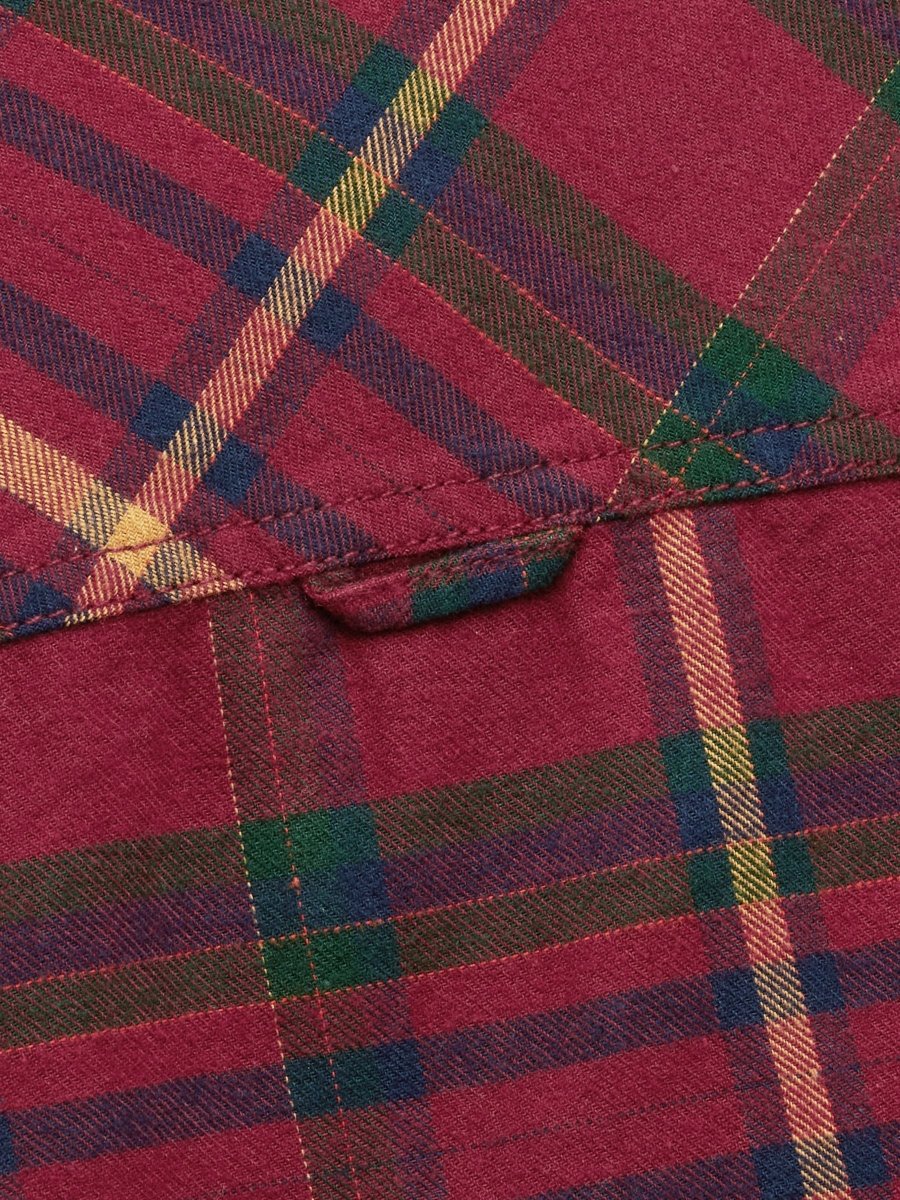 Boys' Brushed Burgundy Flannel Checked Shirt - RUTHERFORD & Co