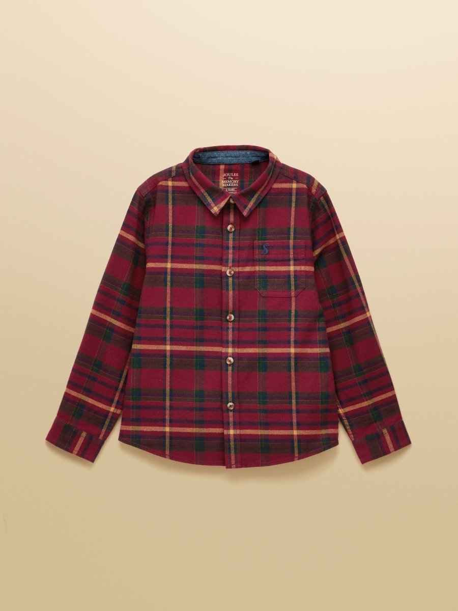Boys' Brushed Burgundy Flannel Checked Shirt - RUTHERFORD & Co