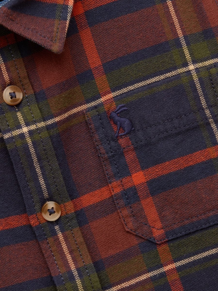 Boys' Brushed Navy Check Flannel Checked Shirt - RUTHERFORD & Co