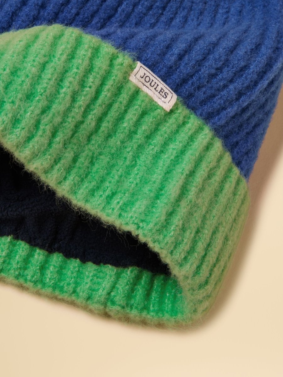 Boys' Explorer Blue Green Bobble Beanie - RUTHERFORD & Co