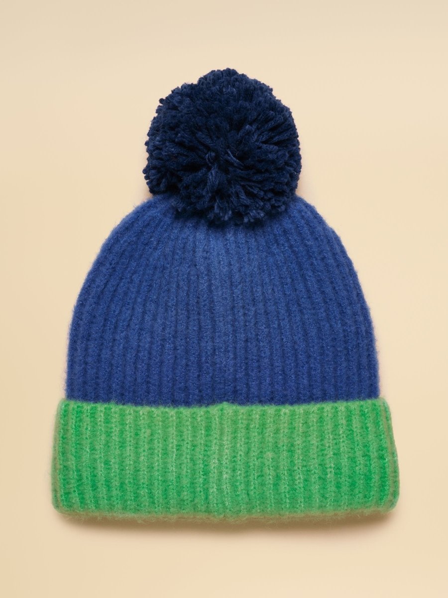 Boys' Explorer Blue Green Bobble Beanie - RUTHERFORD & Co