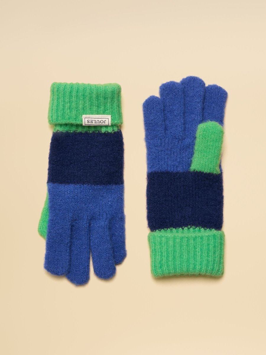Boys' Explorer Blue & Green Striped Gloves - RUTHERFORD & Co